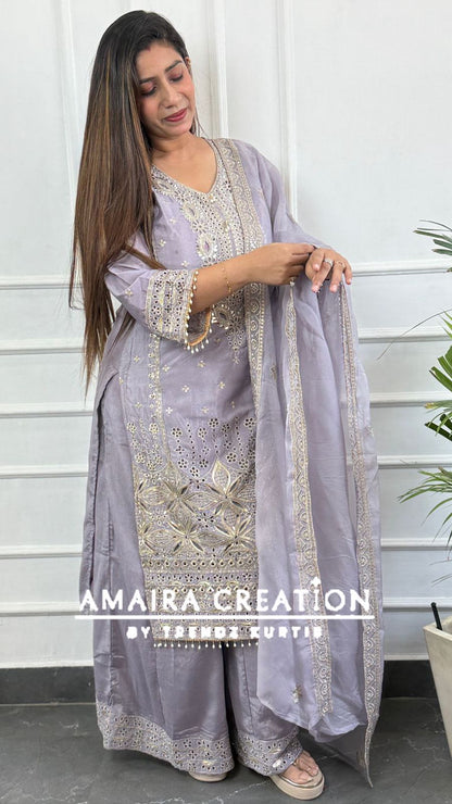 Premium Silk Pakistani Plazo Set