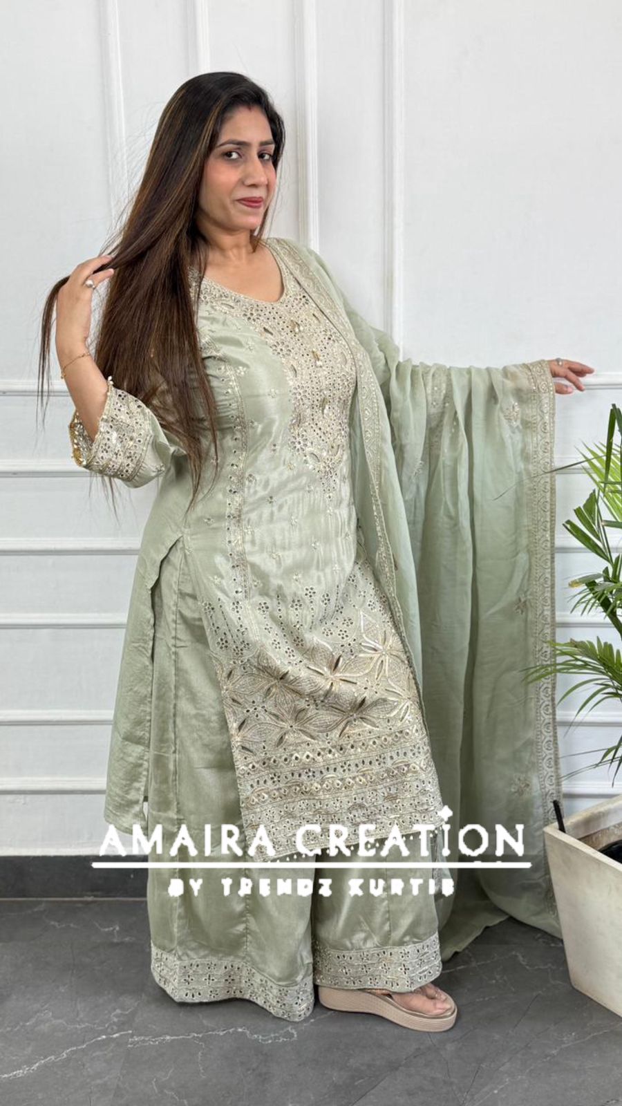 Premium Silk Pakistani Plazo Set