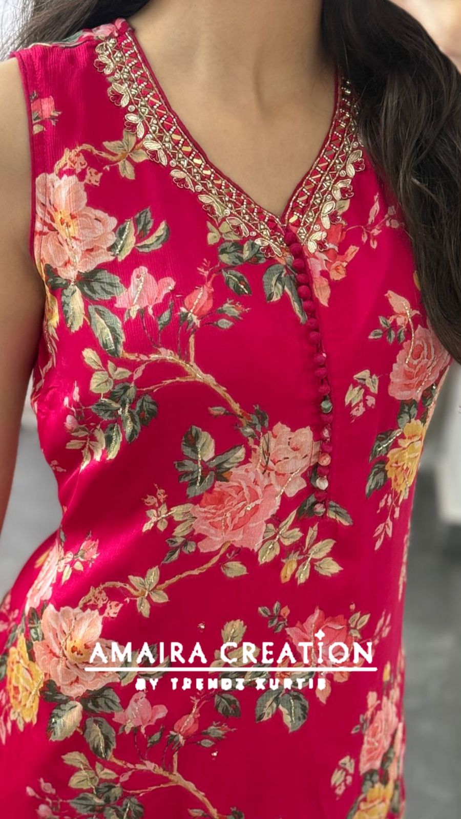 Premium Chinnon Rani Short Kurti Skirt Set(16 inches sleeves available)