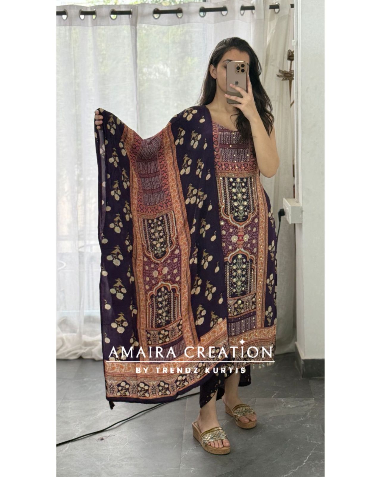 Premium Crepe Strap Pattern Designer Pant Set(16 inches sleeves available)