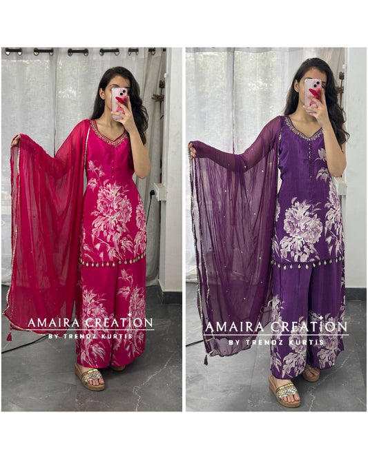 Premium Crepe Short Kurti Plazo Set