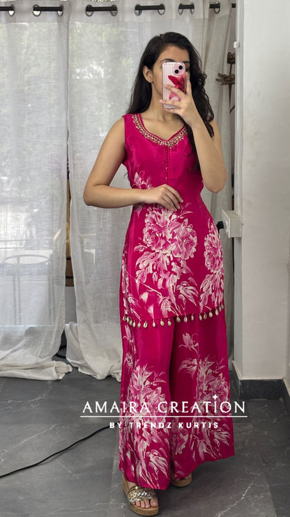 Premium Crepe Short Kurti Plazo Set