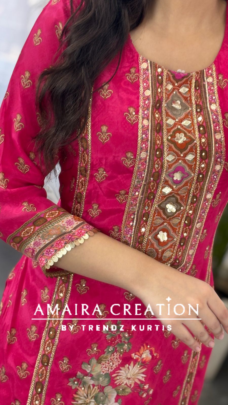 Premium Crepe Magenta Pant Set