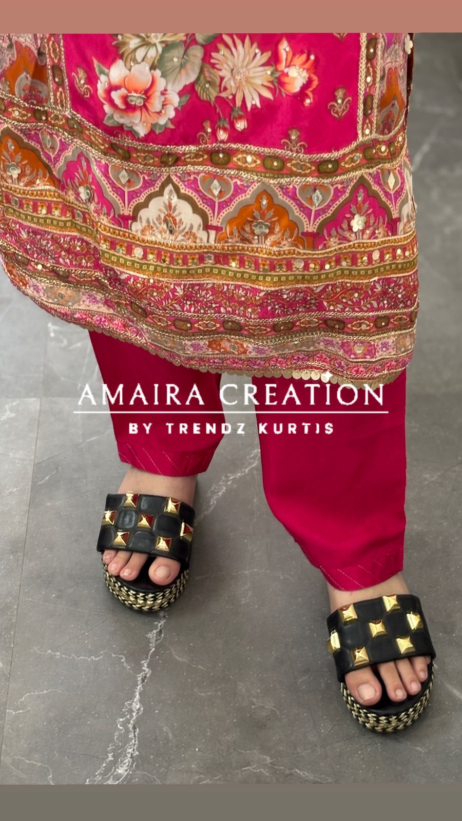 Premium Crepe Magenta Pant Set