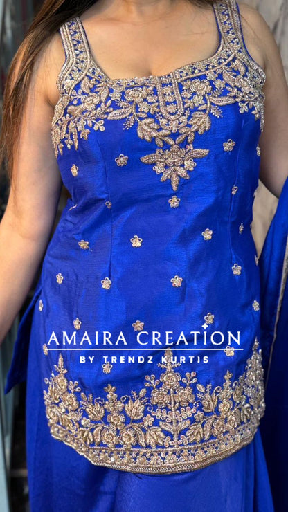 Premium Silk Electric Blue Divider Set(16 inches sleeves available)
