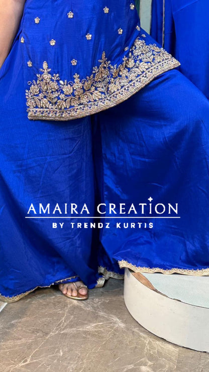 Premium Silk Electric Blue Divider Set(16 inches sleeves available)