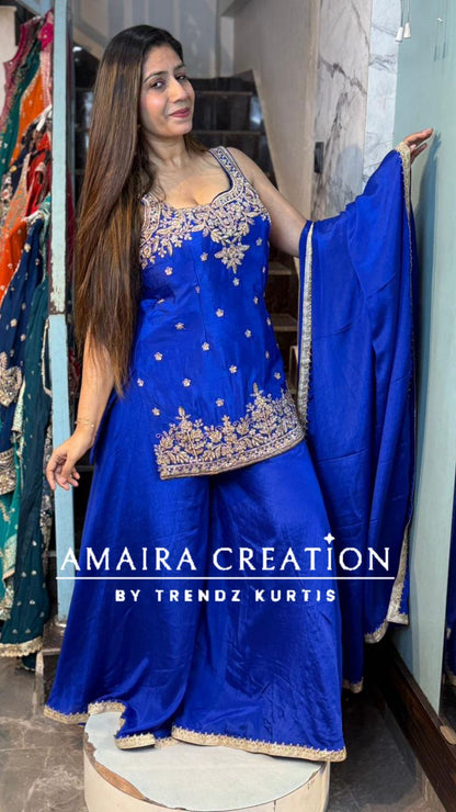 Premium Silk Electric Blue Divider Set(16 inches sleeves available)