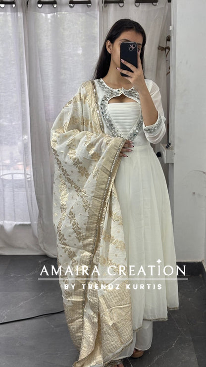 Premium Georgette Anarkali With Beautiful Neck Detailing