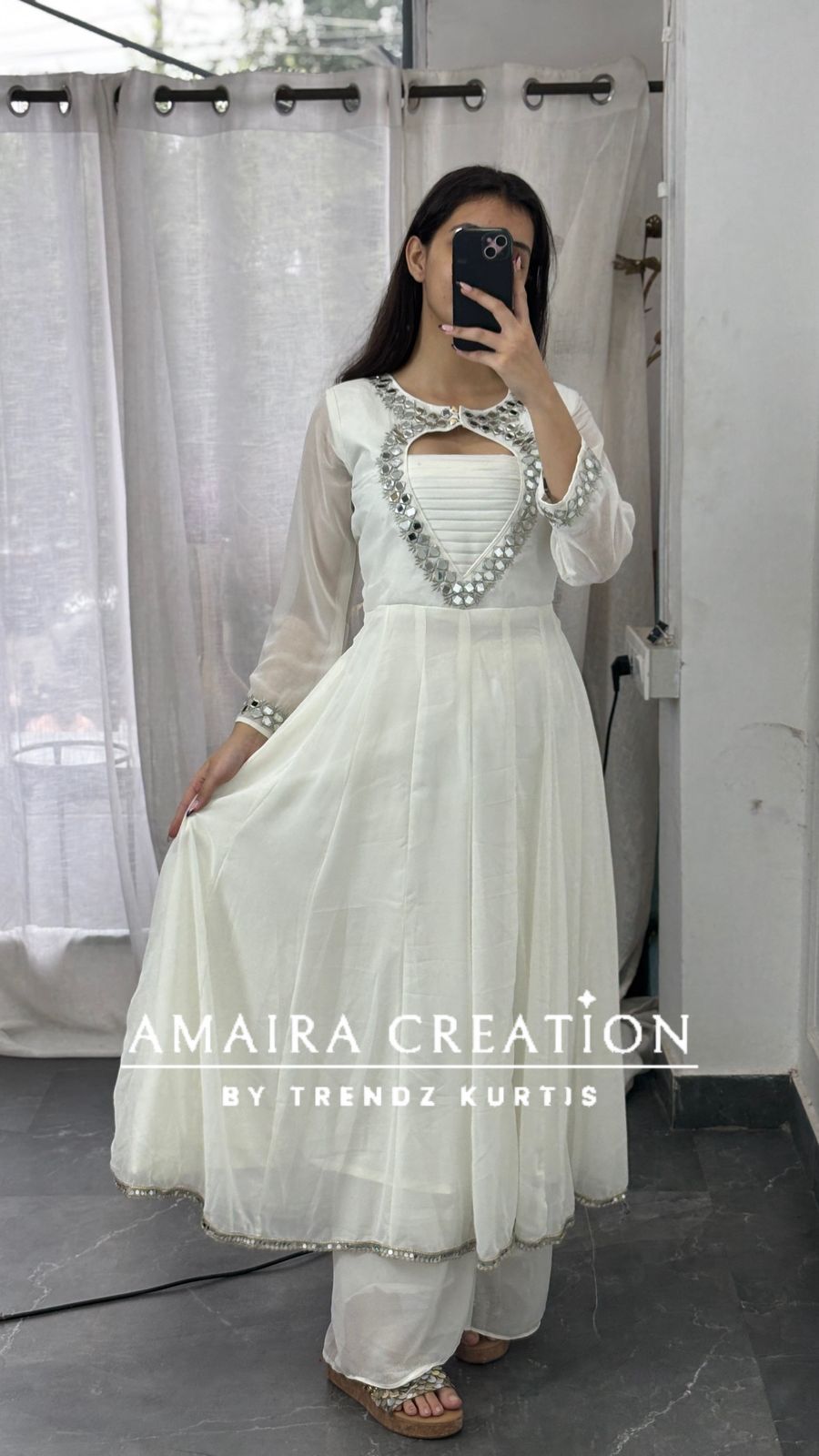 Premium Georgette Anarkali With Beautiful Neck Detailing