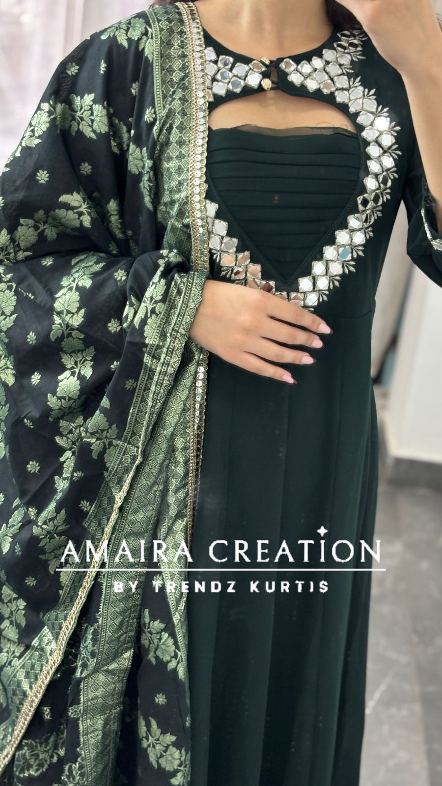 Premium Georgette Anarkali With Beautiful Neck Detailing