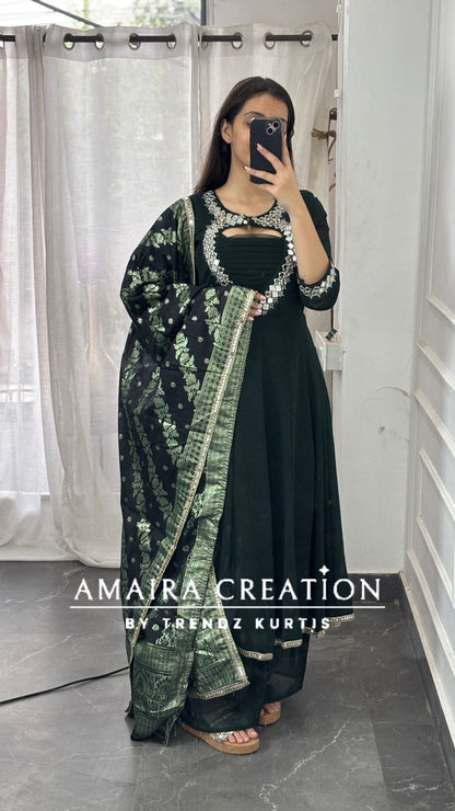 Premium Georgette Anarkali With Beautiful Neck Detailing