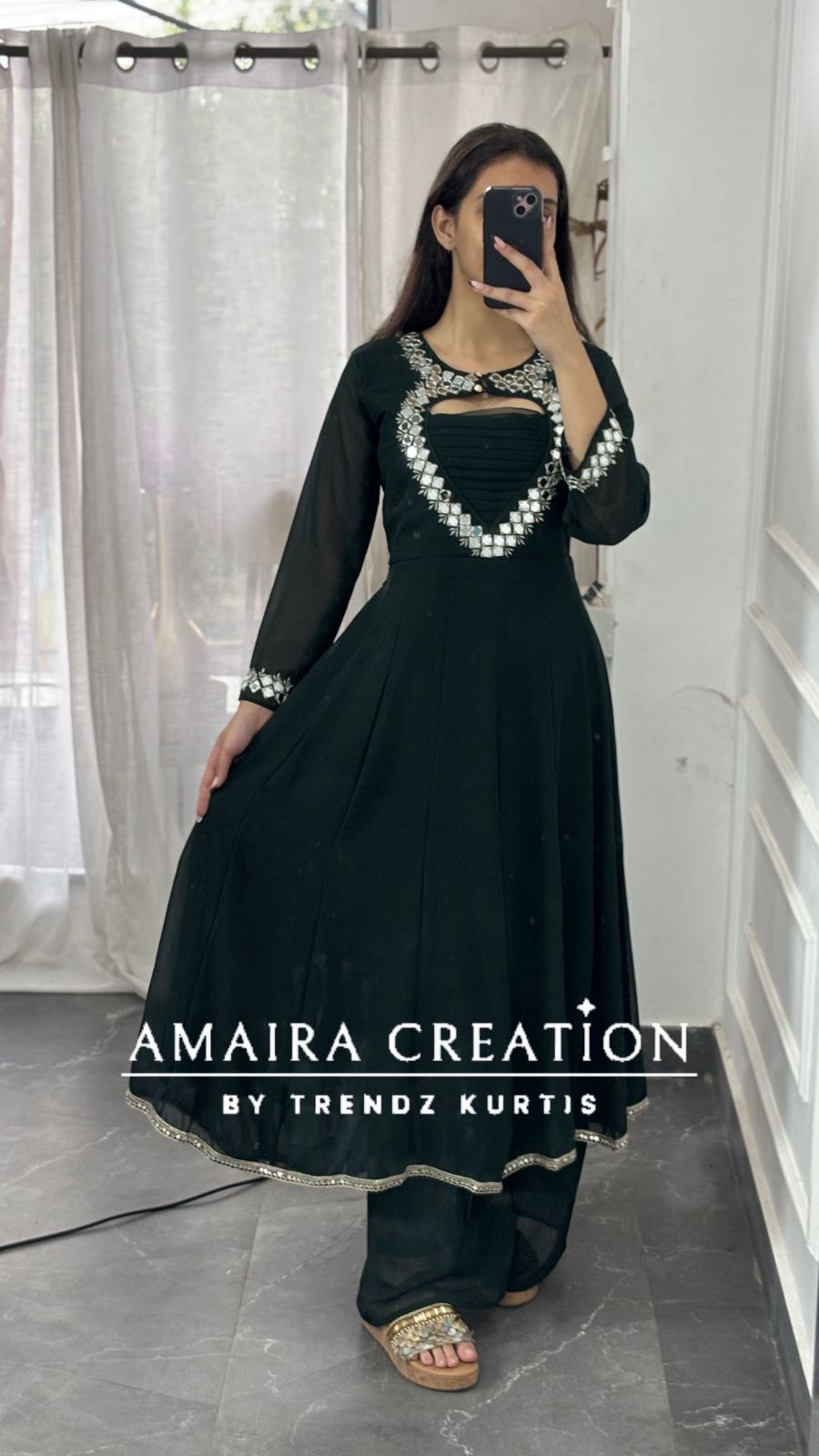Premium Georgette Anarkali With Beautiful Neck Detailing
