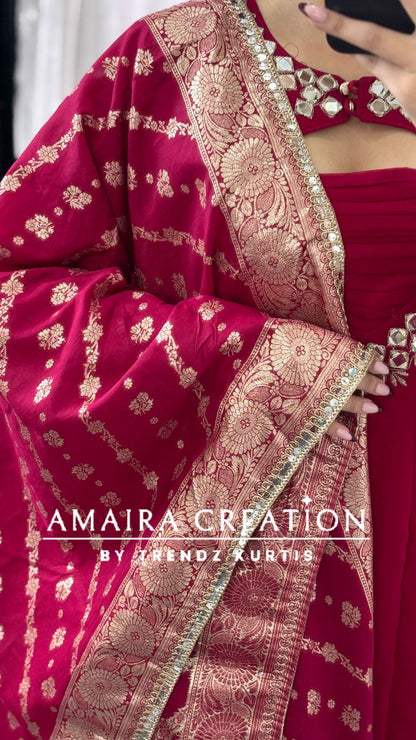 Premium Georgette Anarkali With Beautiful Neck Detailing