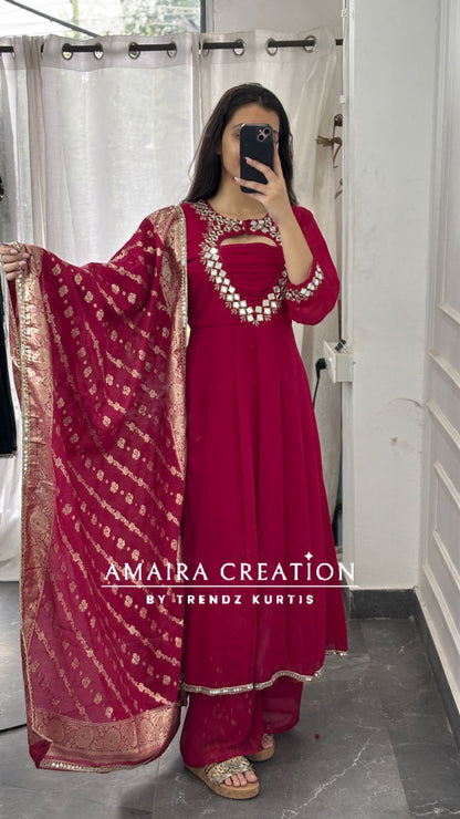 Premium Georgette Anarkali With Beautiful Neck Detailing
