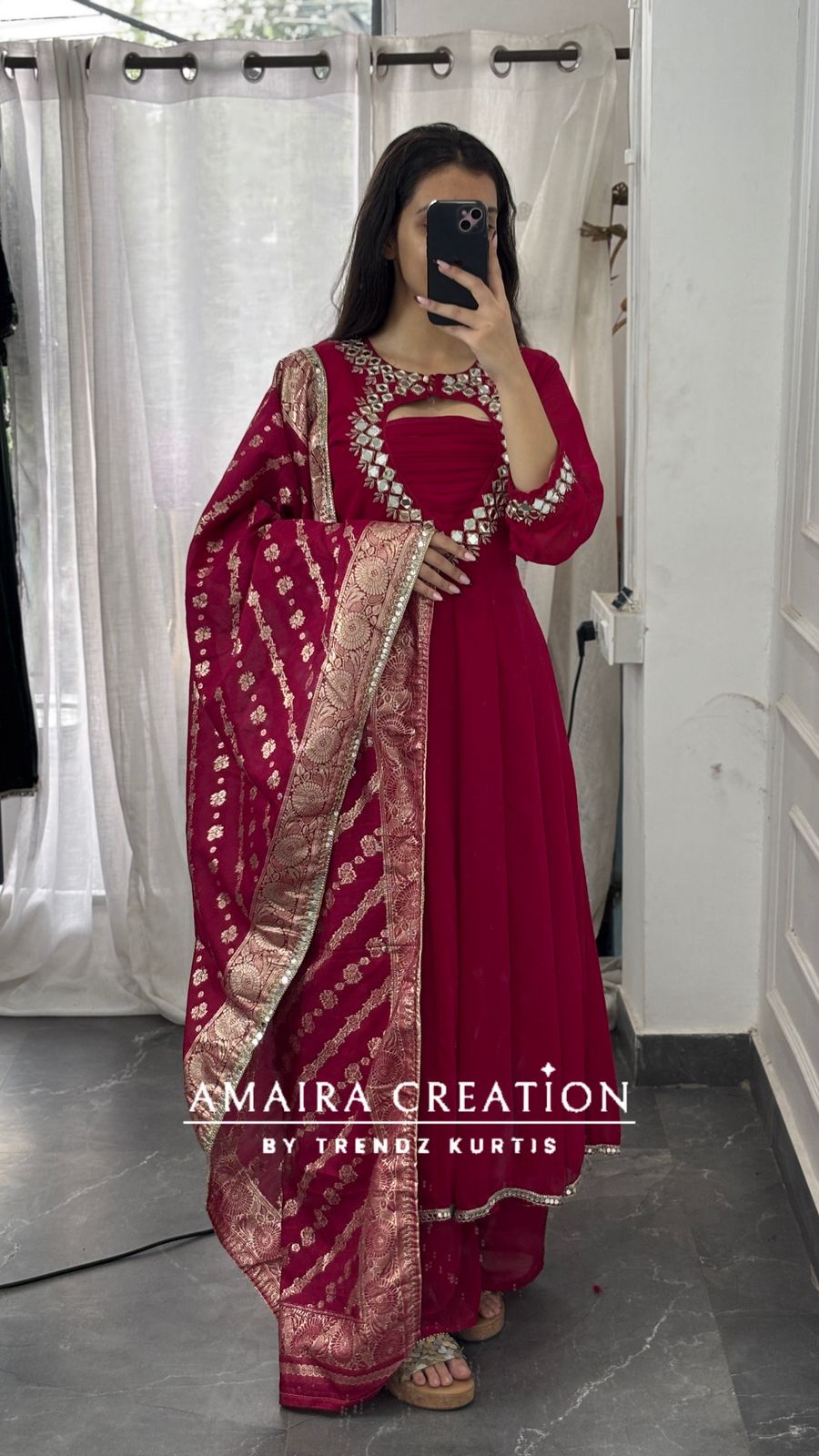 Premium Georgette Anarkali With Beautiful Neck Detailing