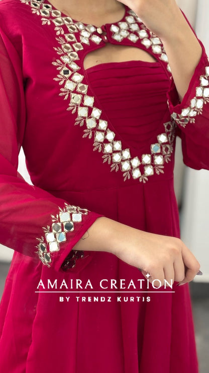 Premium Georgette Anarkali With Beautiful Neck Detailing