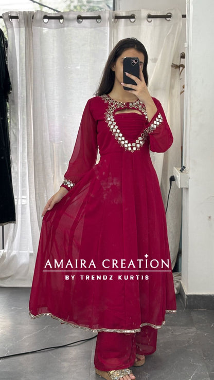 Premium Georgette Anarkali With Beautiful Neck Detailing