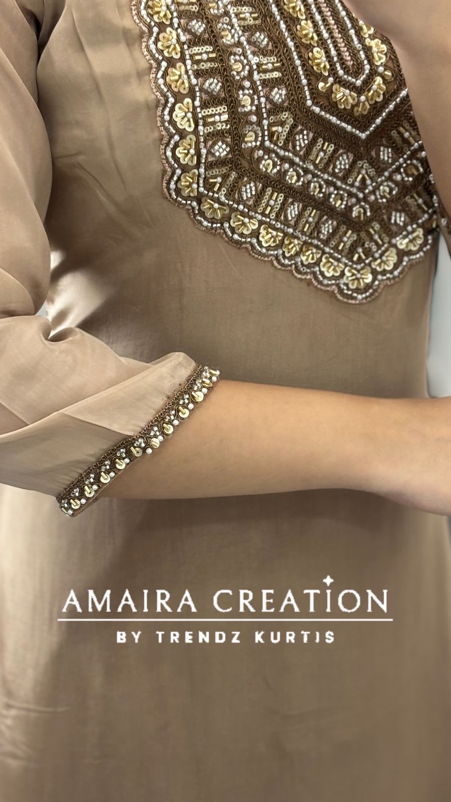 Premium Crepe Golden C Cut Pant Set