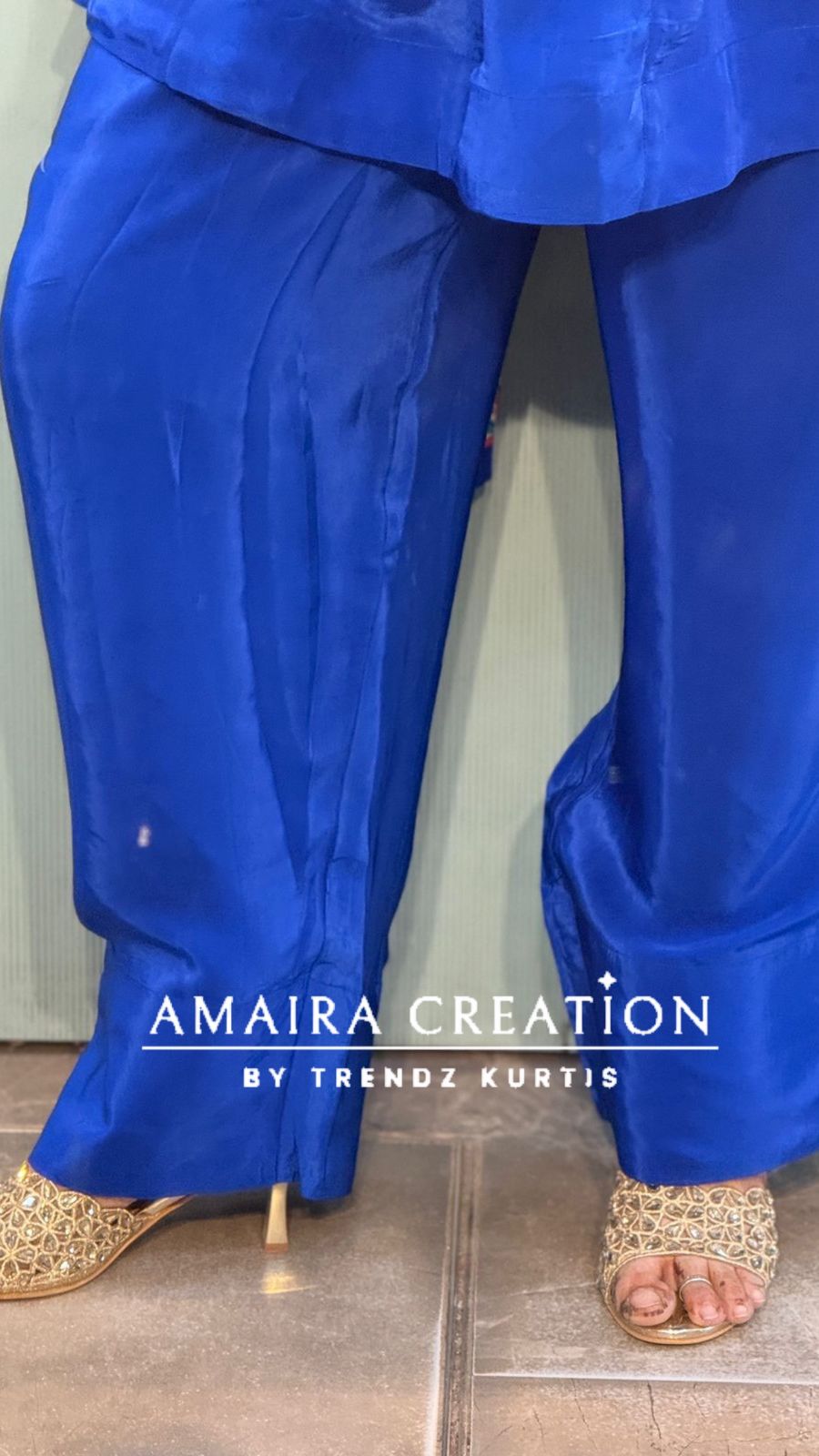 Premium Crepe Electric Blue Farsi Salwar Set