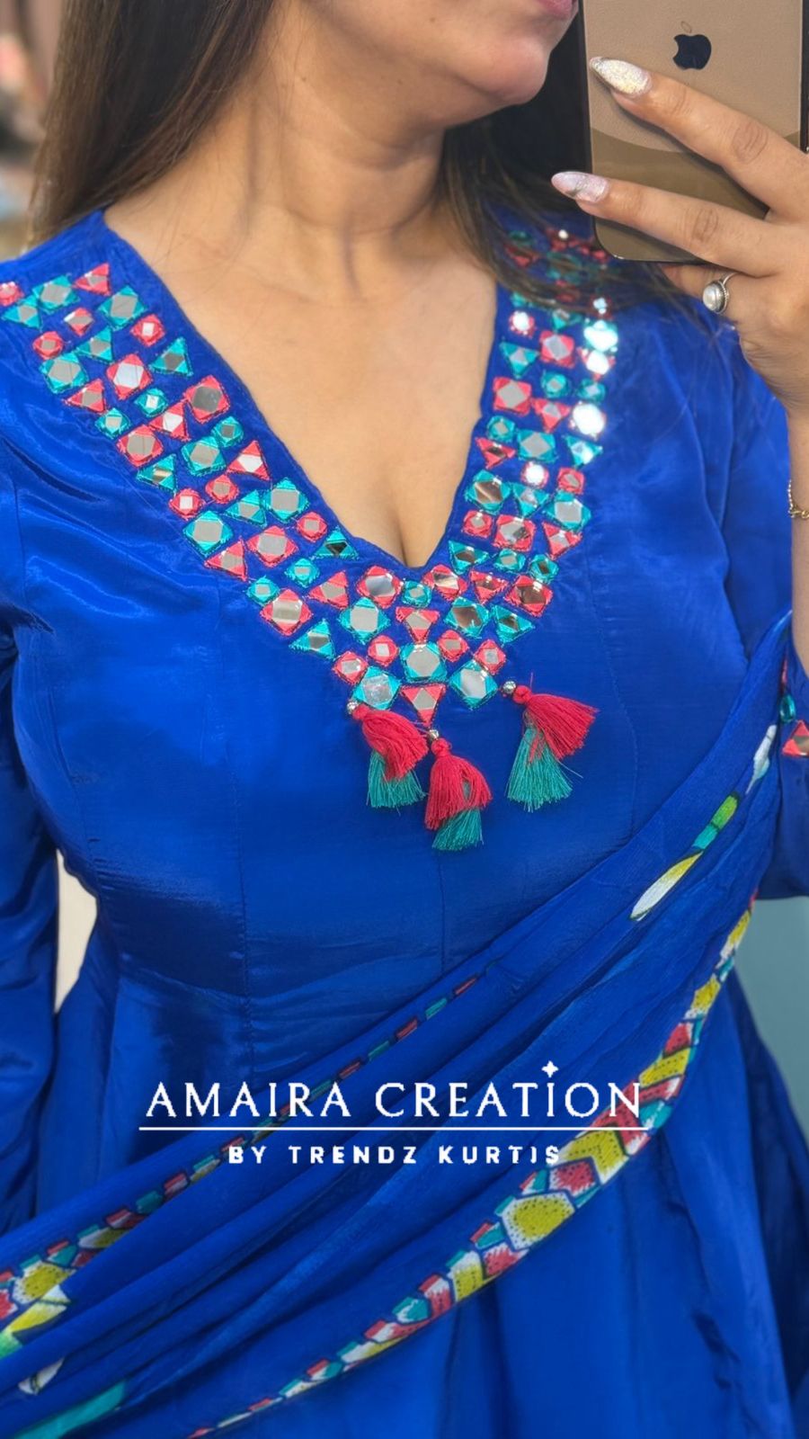 Premium Crepe Electric Blue Farsi Salwar Set