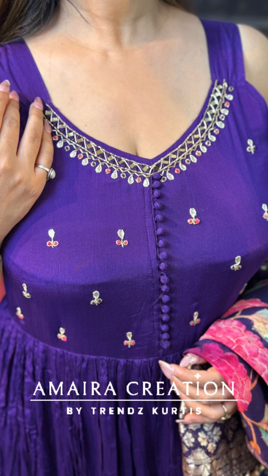 Premium Chinnon Purple One Piece Dress With Stylish Jacket