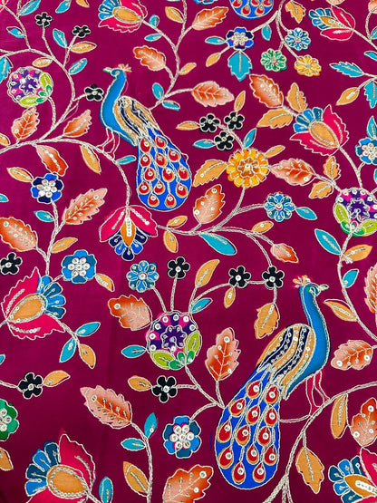 Premium Crepe Embroidered Unstitched Suits With Chiffon Dupatta