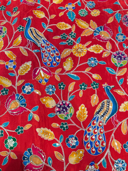 Premium Crepe Embroidered Unstitched Suits With Chiffon Dupatta