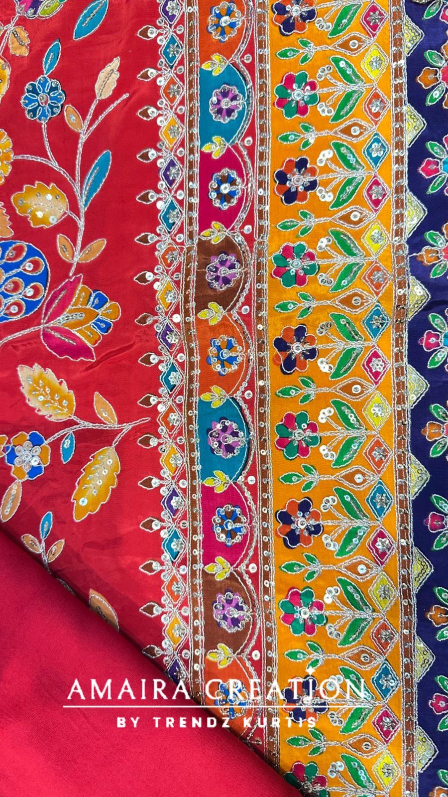 Premium Crepe Embroidered Unstitched Suits With Chiffon Dupatta