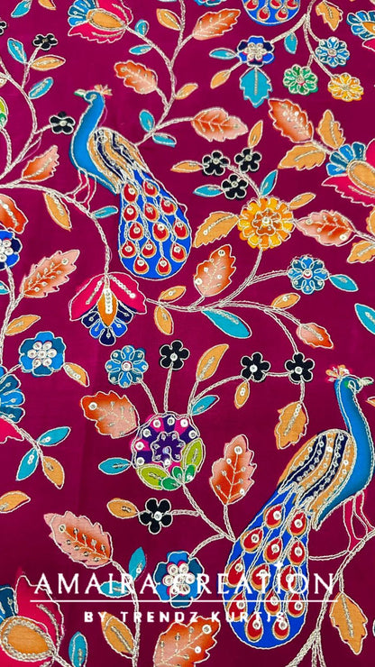 Premium Crepe Embroidered Unstitched Suits With Chiffon Dupatta