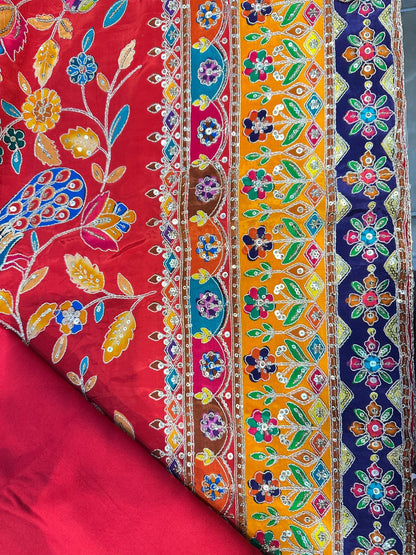 Premium Crepe Embroidered Unstitched Suits With Chiffon Dupatta