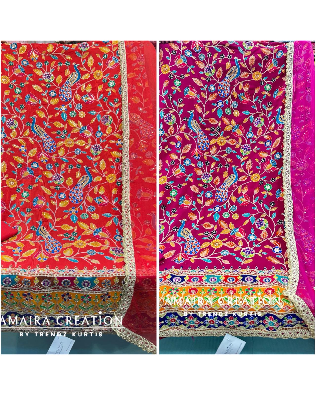 Premium Crepe Embroidered Unstitched Suits With Chiffon Dupatta