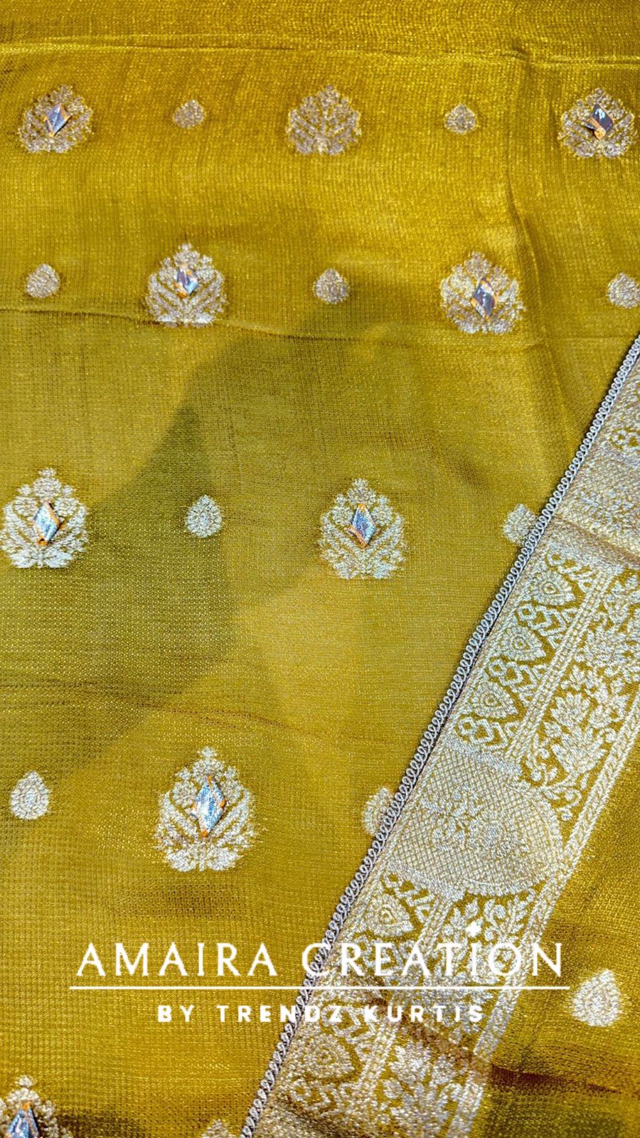 Premium Banarasi Unstitched Suit With Gotta Patti Detailing and Banarasi Dupatta