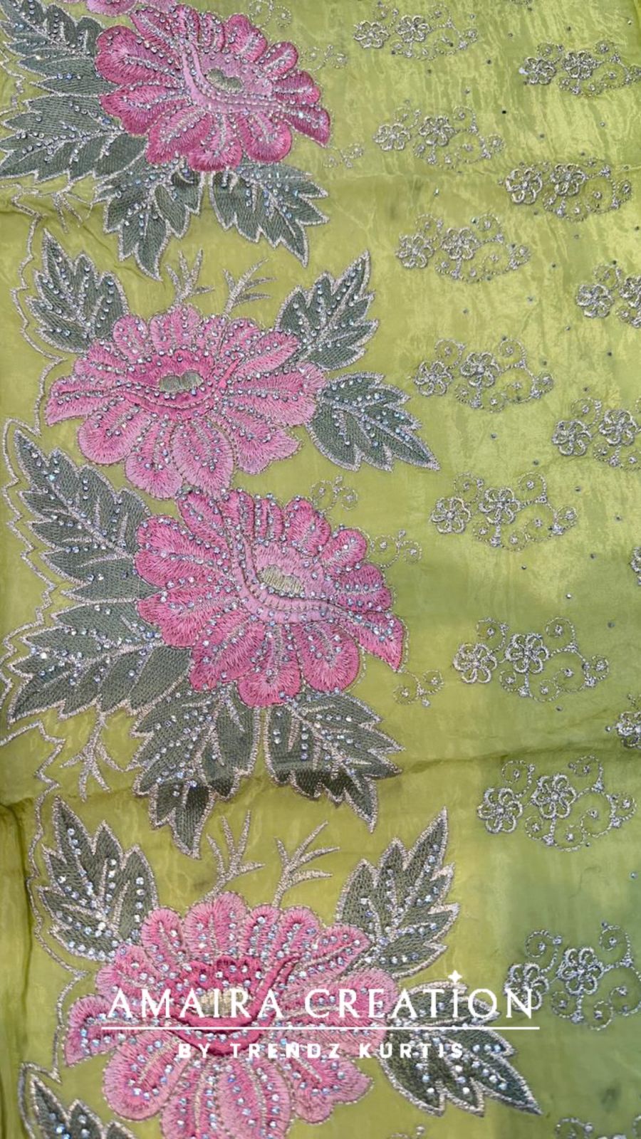 Premium Crepe Sirsoki Floral Embroidered Unstitched Suit With Chiffon Dupatta