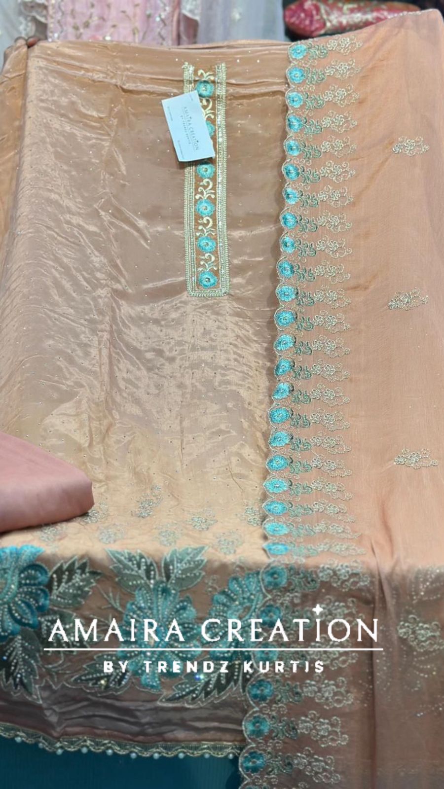 Premium Crepe Sirsoki Floral Embroidered Unstitched Suit With Chiffon Dupatta