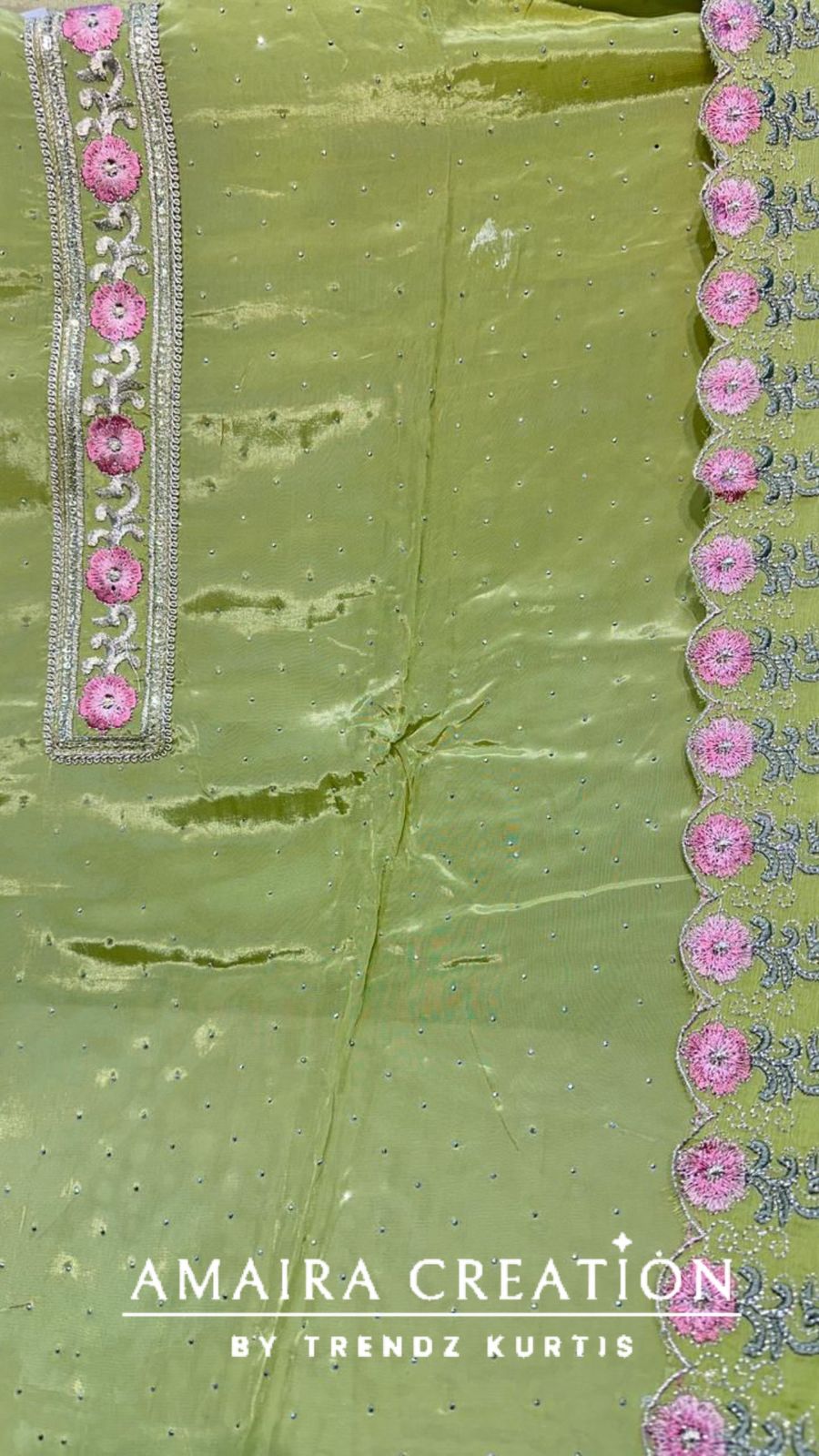 Premium Crepe Sirsoki Floral Embroidered Unstitched Suit With Chiffon Dupatta