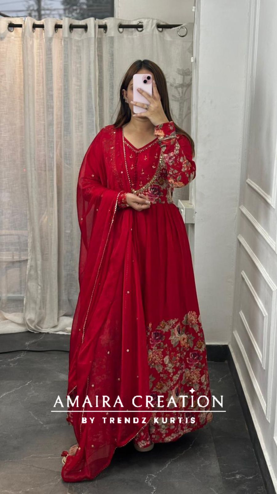 Premium Chinnon Red One Piece Dress