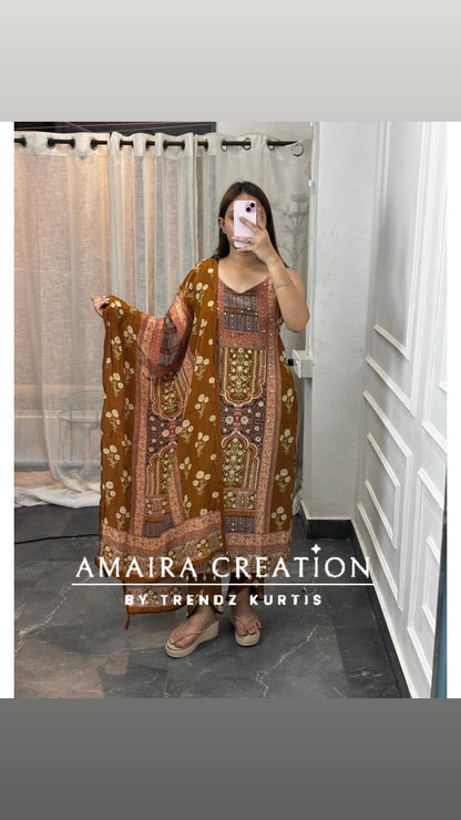 Premium Crepe Strap Pattern Designer Pant Set(16 inches sleeves available)