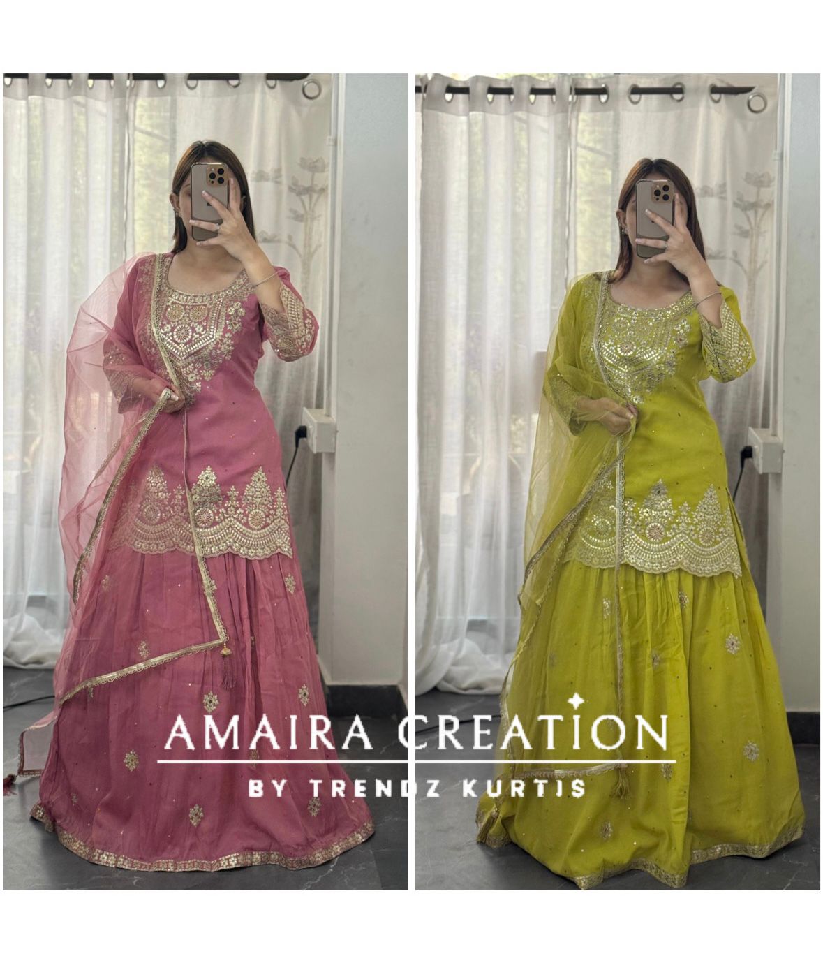 Premium Glass Tissue Beautiful Work Skirt Set