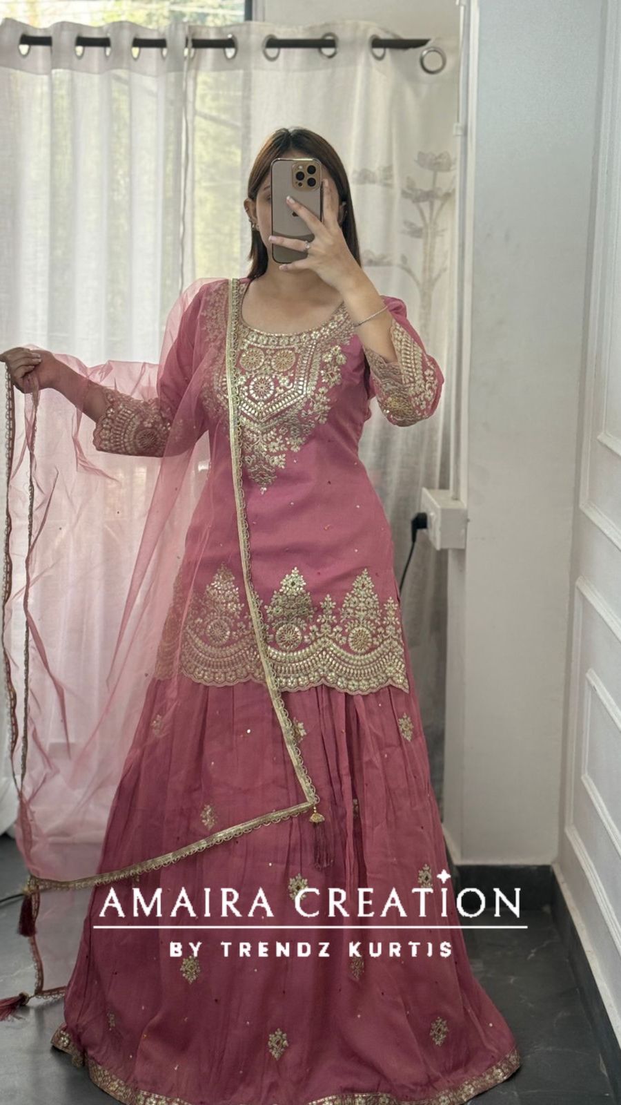 Premium Glass Tissue Beautiful Work Skirt Set