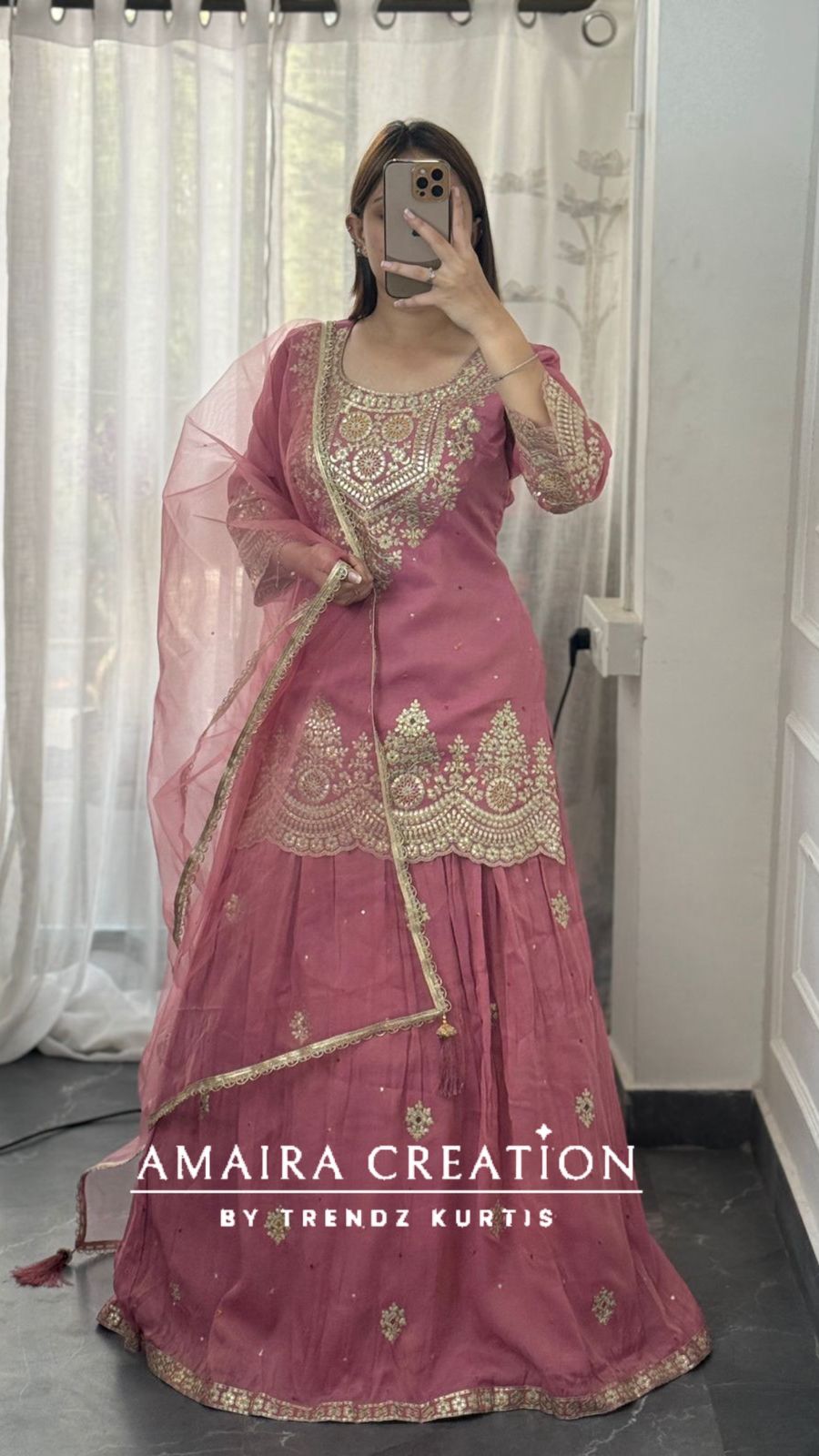 Premium Glass Tissue Beautiful Work Skirt Set