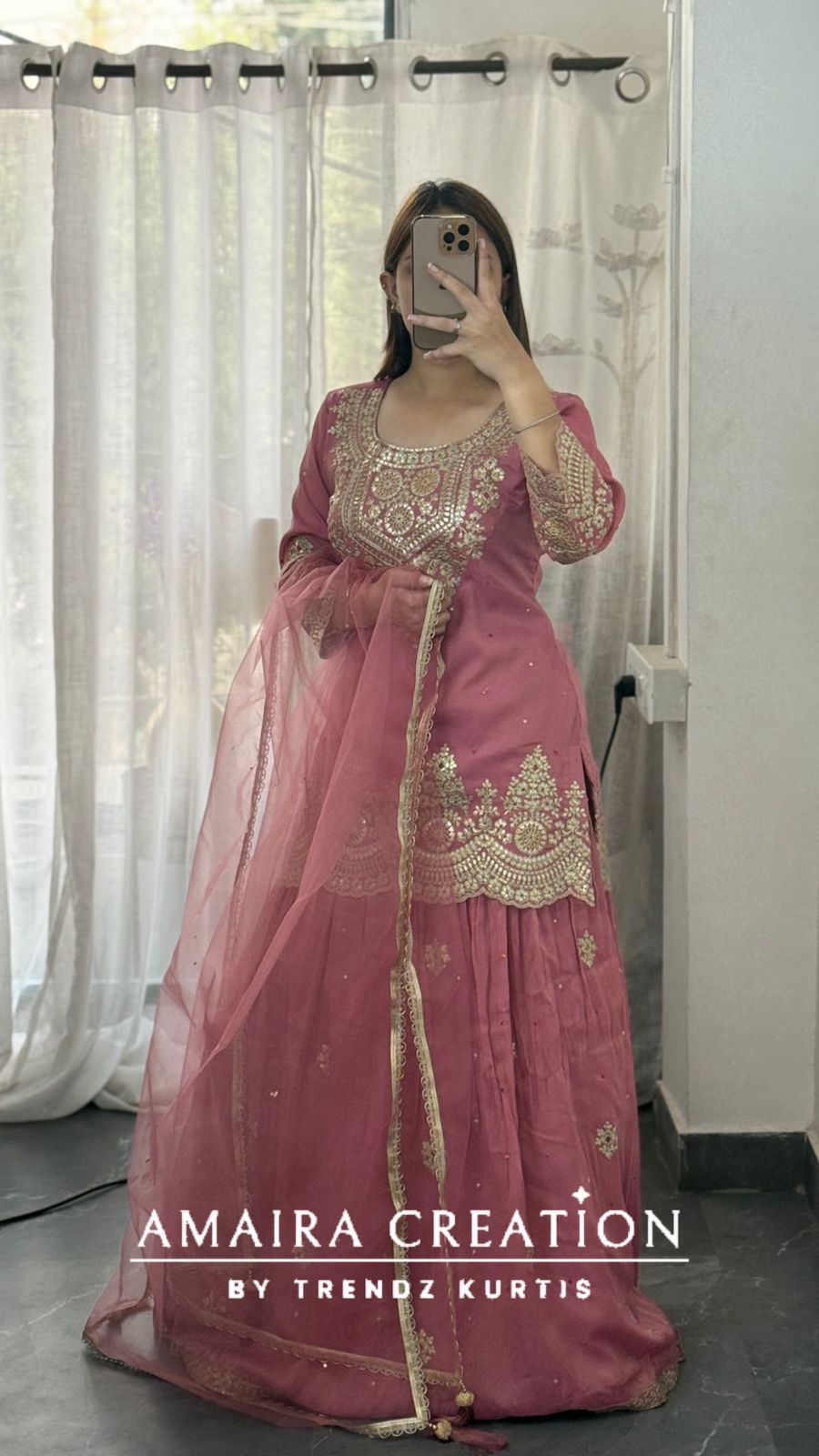 Premium Glass Tissue Beautiful Work Skirt Set