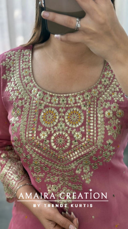 Premium Glass Tissue Beautiful Work Skirt Set