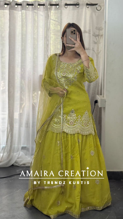 Premium Glass Tissue Beautiful Work Skirt Set