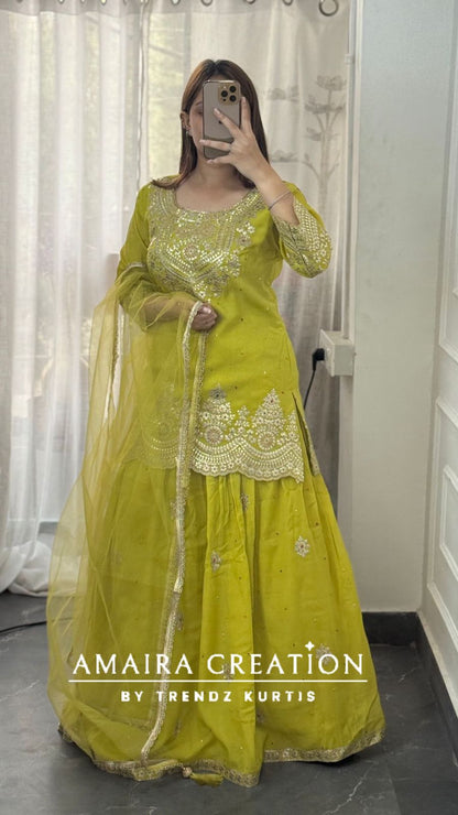 Premium Glass Tissue Beautiful Work Skirt Set