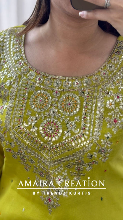 Premium Glass Tissue Beautiful Work Skirt Set