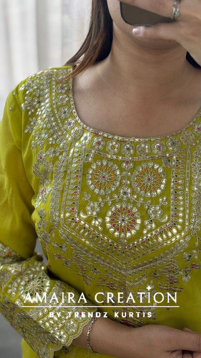 Premium Glass Tissue Beautiful Work Skirt Set