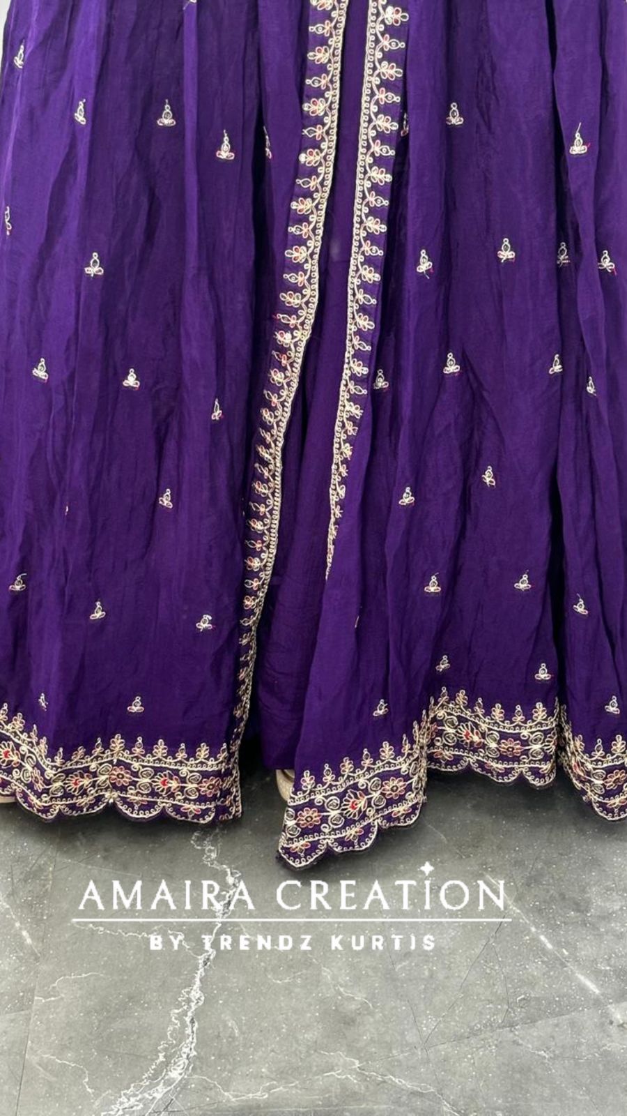 Premium Chinnon Centre Slit Skirt Set(16 inches sleeves available)