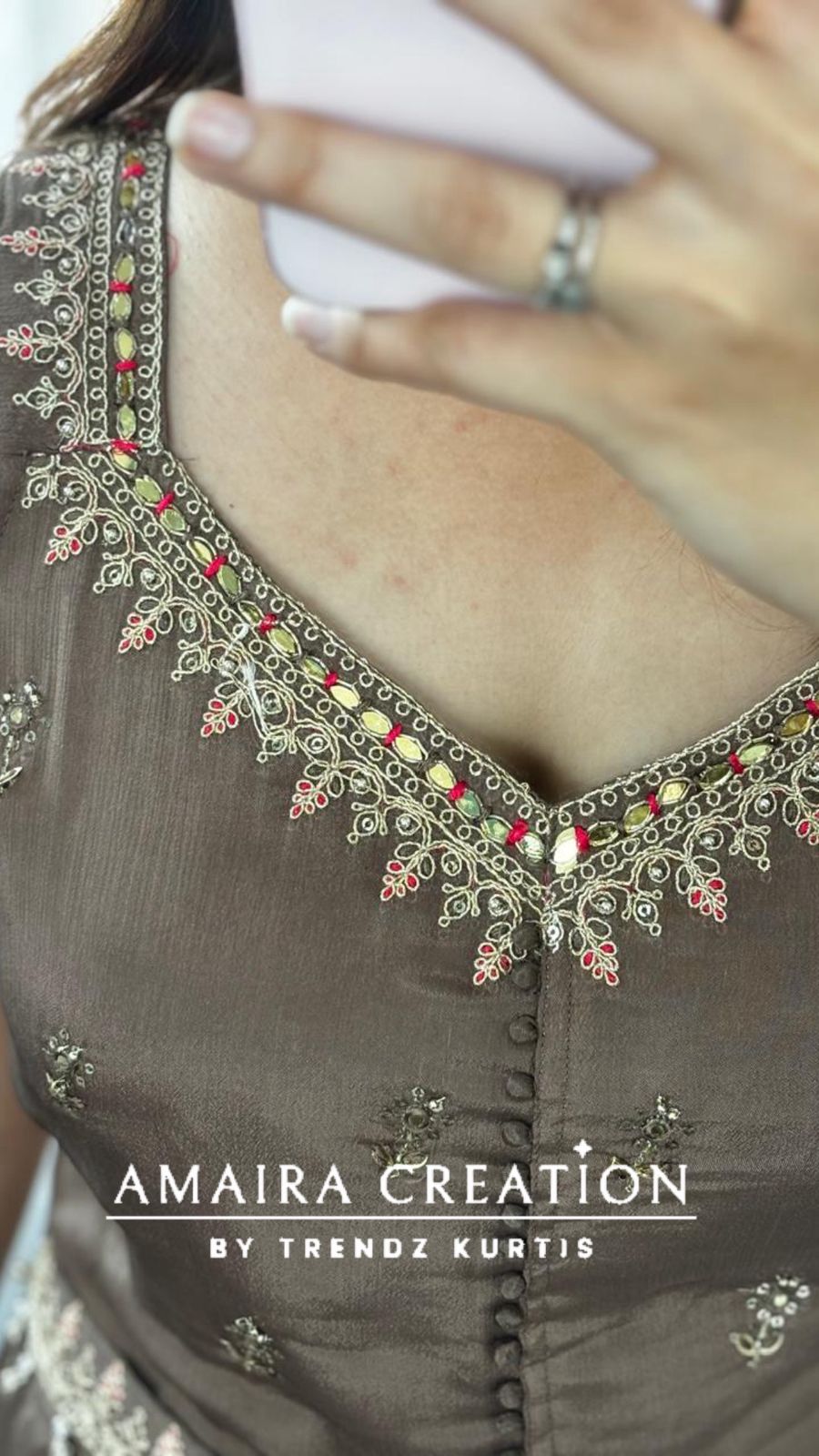 Premium Chinnon Centre Slit Skirt Set(16 inches sleeves available)