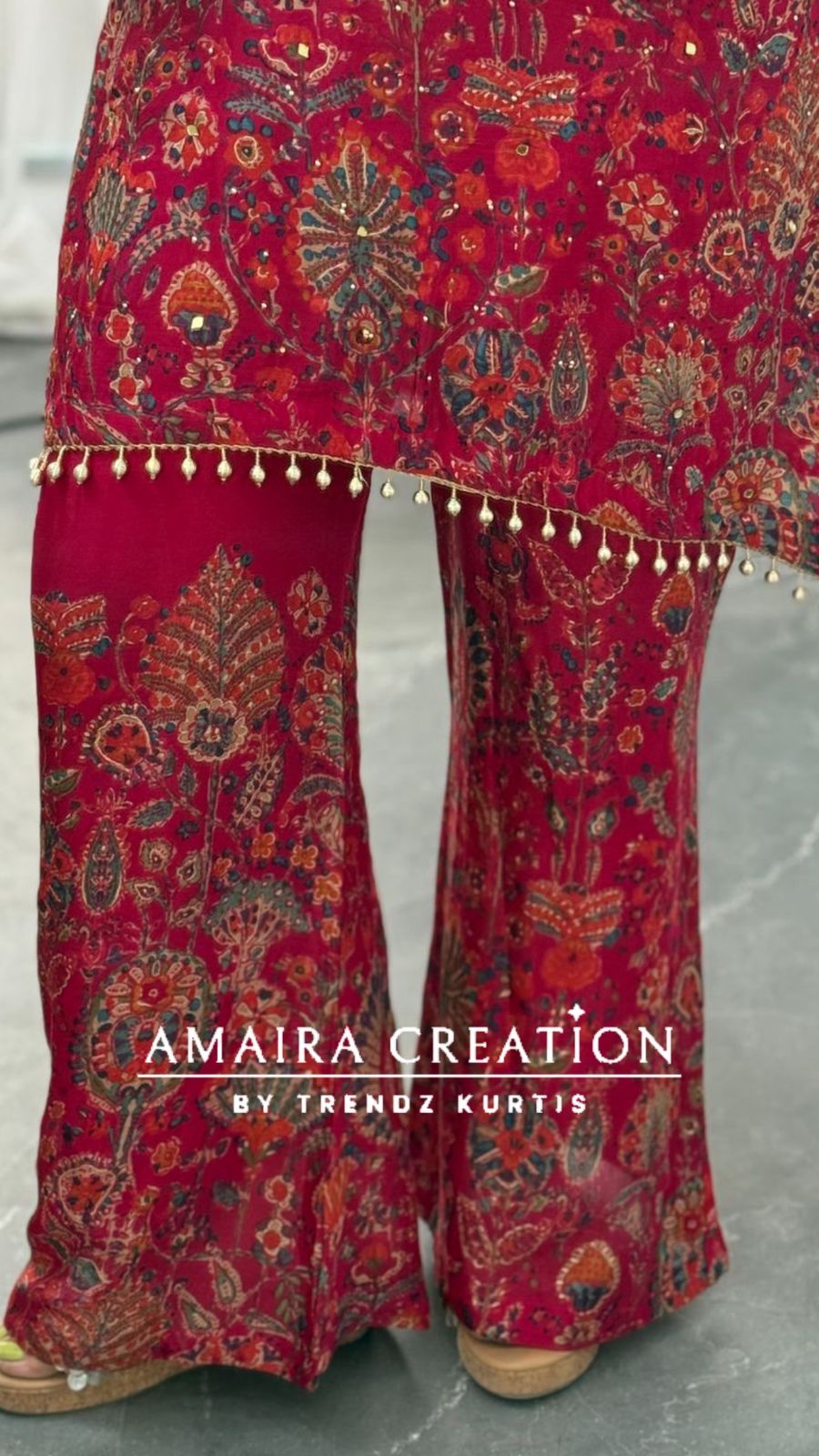 Premium Chinnon Burster Pattern C Cut Style Cord Set With Potli Bag