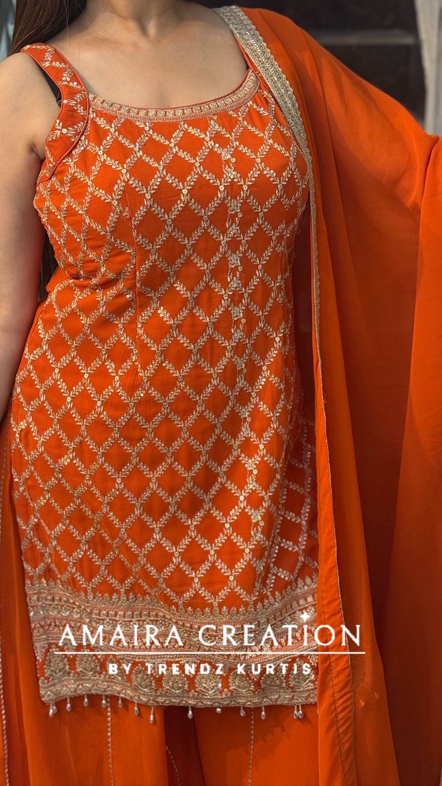 Premium Georgette Zari Work Divider Set(15 inches sleeves available)